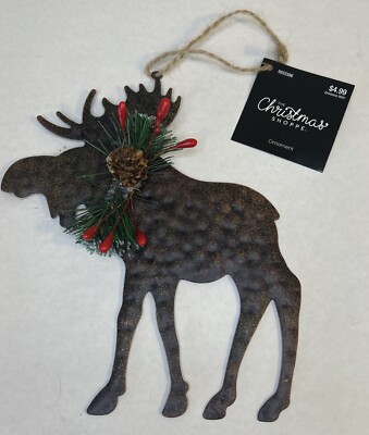 Moose Christmas Ornament Decoration Metal Rusty Rustic NEW