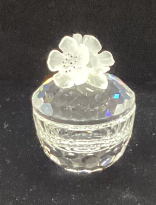 VTG Swarovski Crystal Anemone Flowers Trinket Box Figurine Decor DS43