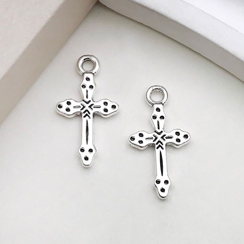 10/15pcs Cross Antique Silver Charms Pendants for Jewelry Making Earrings - Picture 9 of 22