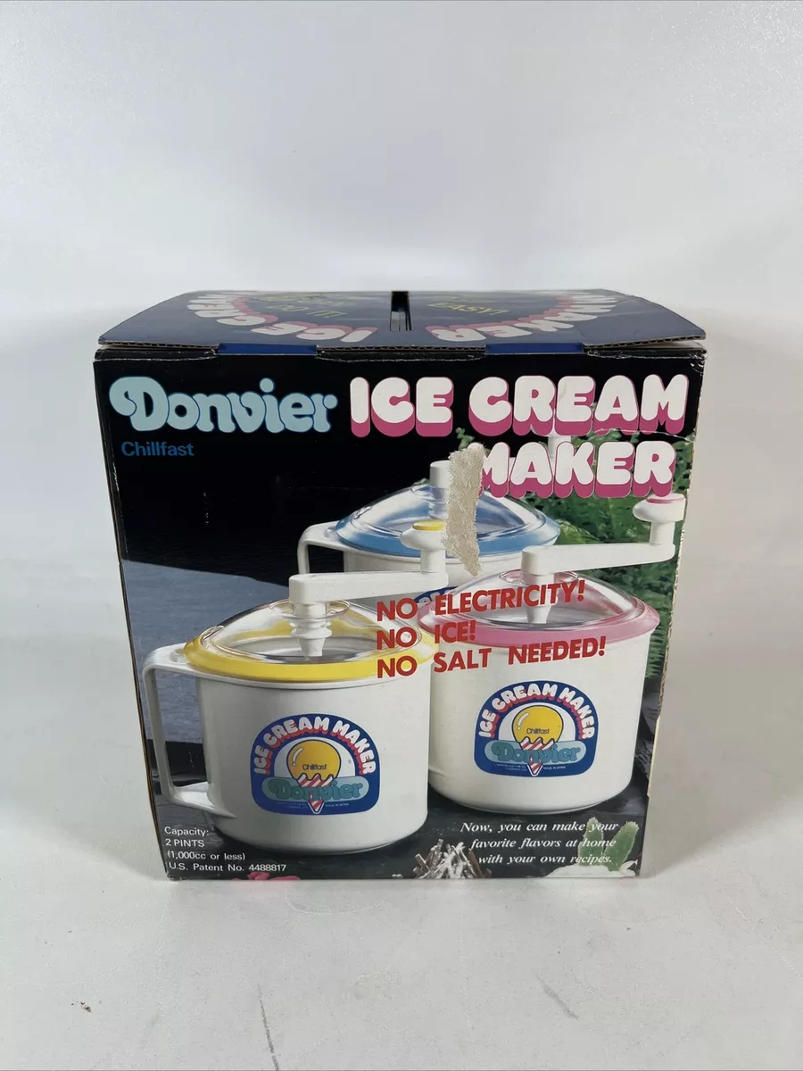 Vintage New Old Stock Donvier Hand Cranked Ice Cream Maker 2 Pints