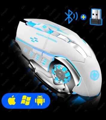 Wireless Gaming Mouse PC Rechargeable LED Light USB Computer Laptop Silent Mice