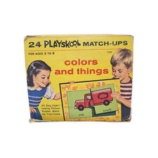 1965 Playskool 24 Match-Ups Picture Colors and Things Puzzles Kids Vintage