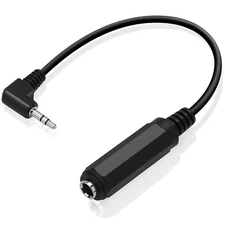 3.5mm 1/8" Male to 6.35mm 1/4" Female Right Angle Male Jack Stereo Adapter Cable