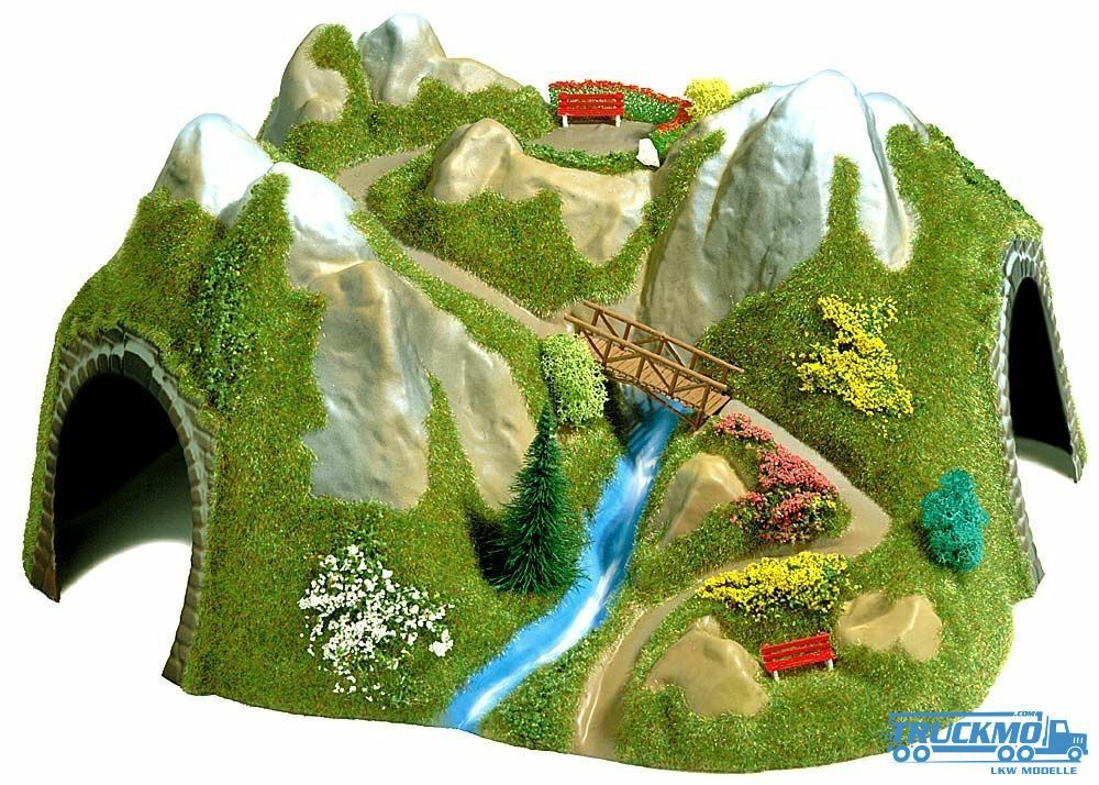 Busch Ecktunnel mit Br&uuml;cke H0 1:87 3021
