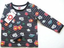 LA Shirt Gr.74 80 Katvig NEU dunkel grau gestreift symbole baby