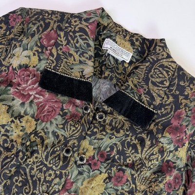 Vintage Jessica Howard Floral Tapestry Crop Jacket Women's Petite 16 Victorian