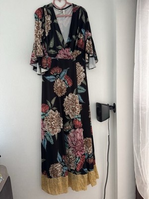 Schwarzes Blumenkleid von Bodyflirt Gr. M/L
