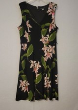 Tommy Hilfiger Dress Women's Black Floral Sleeve less Dress Size 10