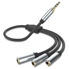 3.5mm Stereo Audio Splitter Cable, Gold Plated 3.5mm 1/8" TRS 1 Male to 3 F...