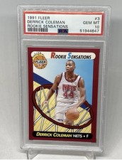 1991 Fleer Rookie Sensations Basketball #3 Derrick Coleman RC PSA 10 GEM MT POP3
