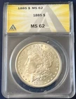 1885 Morgan Dollar ANACS Certified MS 62 - Brilliant Surfaces