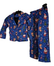 Boys 2piece Ugly Christmas Suit Jacket Pants Blue Santa And REINDEER SIZE 5