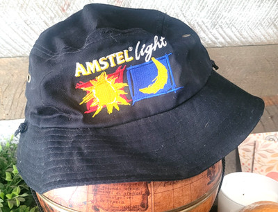 Amstel Light Imported Brew Holland Beer Bucket Hat Fishing Bar Sign Sun Moon Rar