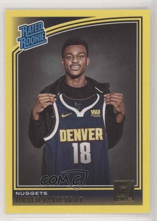 2018-19 Panini Donruss Rated Rookies Yellow Flood Jarred Vanderbilt #151 0ad