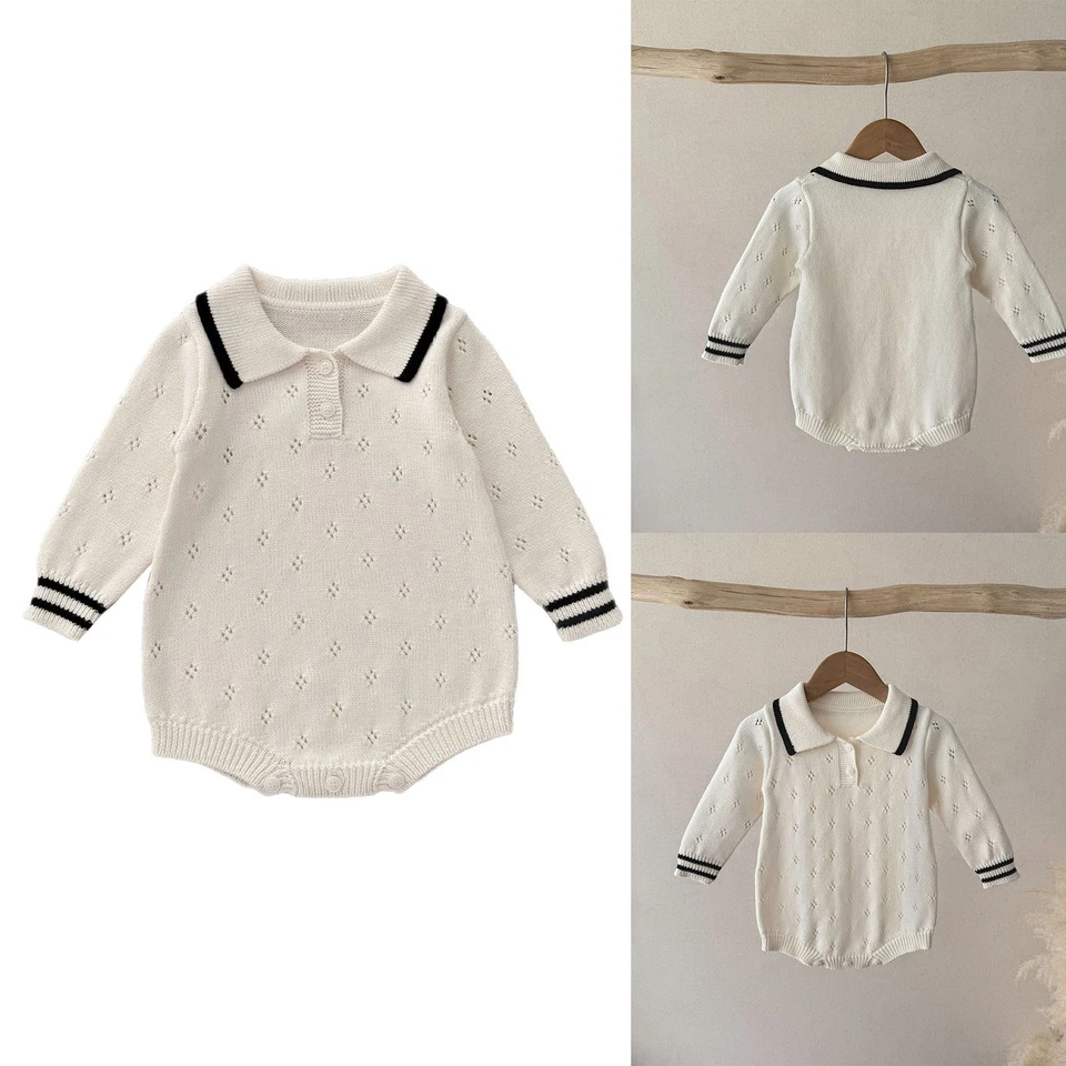 Suéter para bebé mameluco cuello vuelto body ropa de juego tejido mono informal Foto 2 de 4