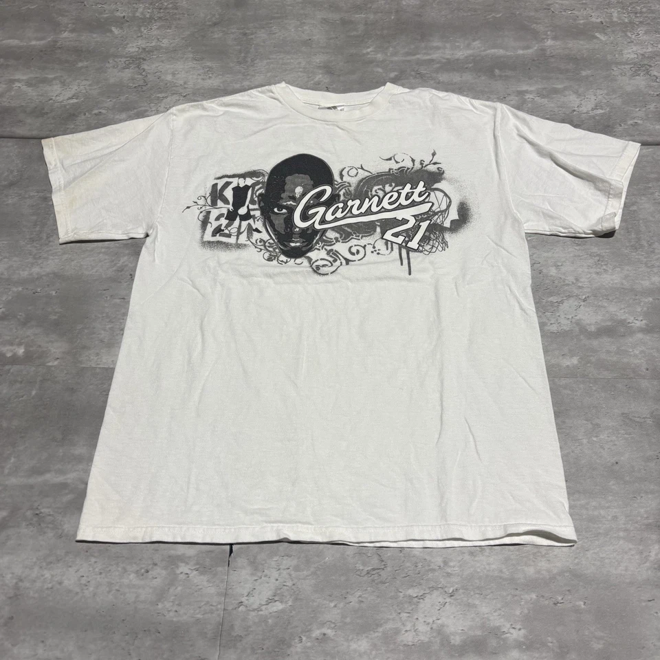 复古 Kevin Garnett 明尼苏达森林狼衬衫男式中号白色阿迪达斯 * — 第 2/4 张图片