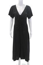 Victoria Beckham X Mango Womens Drawstring V Neck A Line Dress Black Size 4