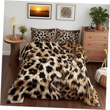 Leopard Print Comforter Set - Cheetah Print Bedding Set for Twin Brown Black