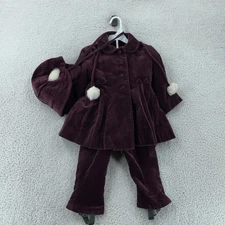 Vtg Rothschild of Philadelphia Coat Pants Hat Set Girls Toddler Velvet Winter