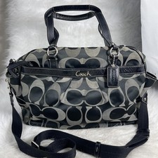 Vantage COACH Ashley Signature Diaper Baby Bag Large Tote Purse F18376 Black
