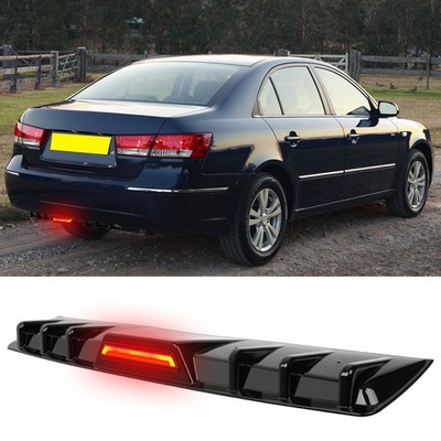 Rear Bumper Diffuser Lip Splitte w/ LED Brake Light Glossy For Hyundai Sonata