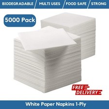 500 White Paper Napkins 30cm 1-Ply White Serviettes For Restaurants, BBQs, Party