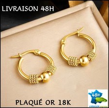 Boucles d'oreille Plaquées Or 18K Anneaux Créoles Livrées en 48H à Domicile