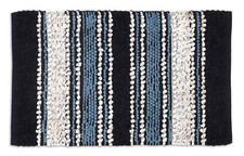 Chenille Cotton Bath Mat Navy Soft Absorbent Shower Rug Non Slip 20x32 Inch