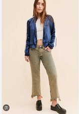 We The Free Free People Maggie Mid Rise Jeans Distressed Chewed Hem Raw Size 28