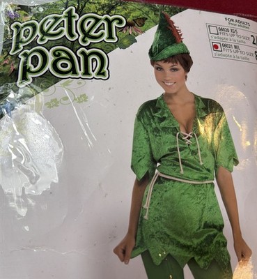 Peter Pan COSTUME NEW GREEN velvet Tunic Dress Belt Feather Hat Womens Size  M L 721773660214| eBay
