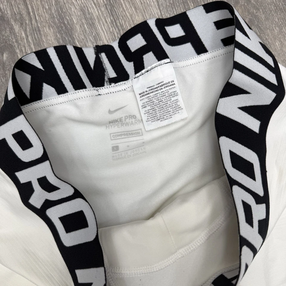 Medias de compresión Nike Pro Hyperwarm blancas negras capa base para hombre talla grande Foto 4 de 4