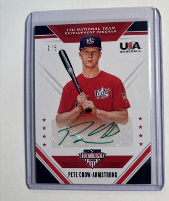 2020 Pete Crow-Armstrong Stars & Stripes  2/5 Green Ink Auto