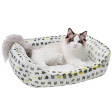 Dog Sofa Bed Anti-Anxiety Puppy Cuddler for & Cat Rectangle Washable with White