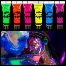 6 Color Glow in the Dark Face Paint, UV Blacklight Neon Hot Pink Face Body Pa...