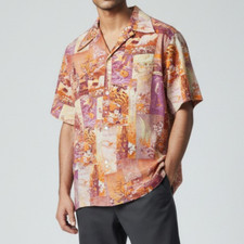 A6 Vintage LIBERTY HOUSE Hawaiian Loop Collar Button Up Shirt Size L