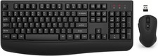 Wireless Keyboard and Mouse Combo, EDJO 2.4G Full-Sized Ergonomic Black