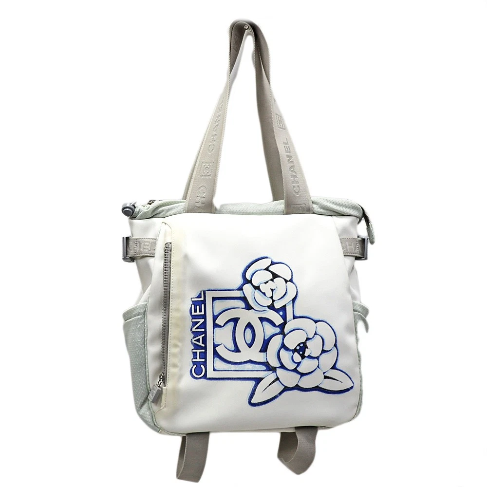 Chanel — Chanel Camellia Tote Bag A28538 Canvas White Women's KNB1304 #KNB1304