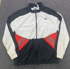 Adidas Sport Track Top Jacket Mens Size Large White Black Full Zip GT2276