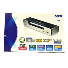 ATEN CS1794 CubiQ KVMP Switch 4-Port HD Digital HDMI USB 2.0 KVM (Black/Silver)