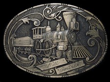 TF01137 VINTAGE 1970s  STEAM ENGINE TRAIN  RAILROAD BELT BUCKLE