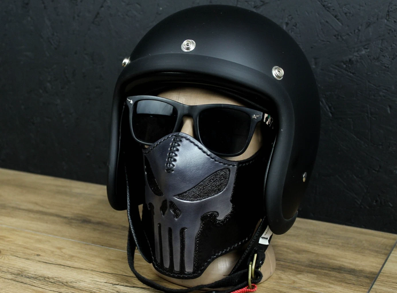 Black Leather Skull Biker Mask Handmade Punk Brutal Motorcycle Face Protection
Opens in a new window