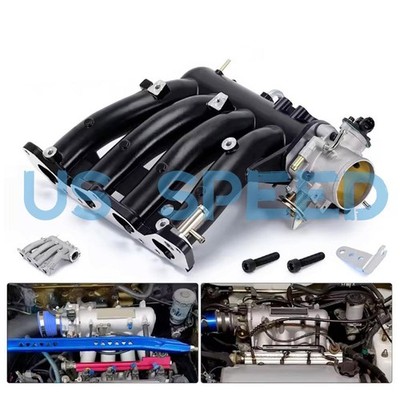 Intake Manifold+70mm Throttle Body For Honda Civic CRX DEL SOL D15 D16 D Series