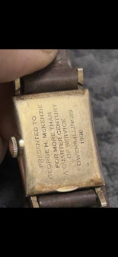 Orologio Hamilton Brockton oro massiccio 10 carati premio Owens Illinois 1 proprietario - Foto 4 di 4