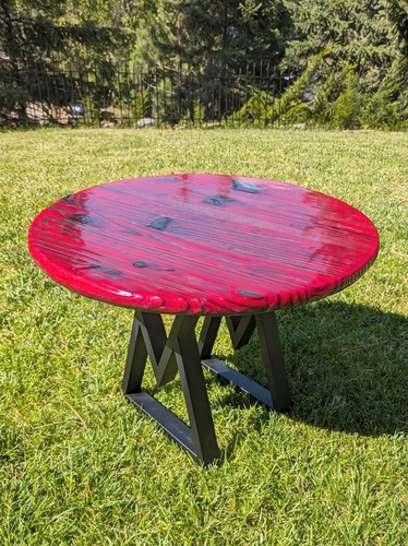 Epoxy coffee table deep burned and brushed |3d textured | story card included - Picture 6 of 7