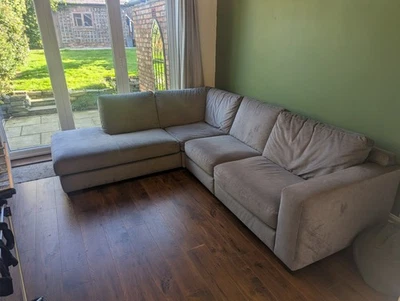 Natuzzi L Shaped Suede Modular Sofa