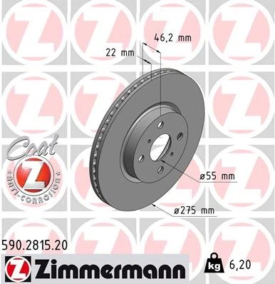 2x BRAKE DISC 590.2815.20 FOR TOYOTA 1KR-FE 1.0L 3cyl YARIS 1NR-FE/FKE 1.3L 4cyl - Image 2 of 4