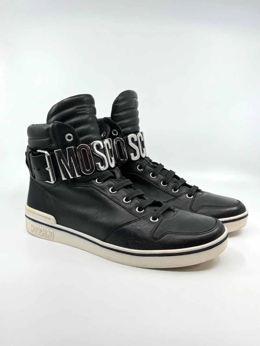 AUTHENTIC MOSCHINOS HITOP MENS White & Green Bumps & Stripes High-Top Sneakers – On Sale  main image 2