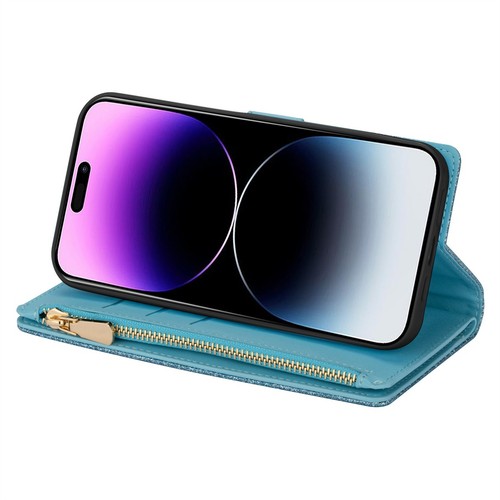 Zipper Flip 9 Cards Wallet Case For Various Phone Laser Glitter Stand Bag Cover - Picture 8 of 22