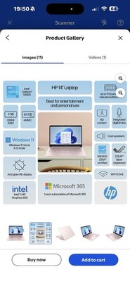 HP 14-cf2112wm 14'' Laptop Pink Intel Celeron N4120 4GB RAM 64GB eMMC Windows 11