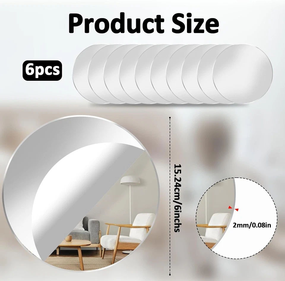 DIY-Friendly 10-Pack 6 Inch Acrylic Mirrors - Stylish Wall Art for Any Occasion - Image 4 of 4